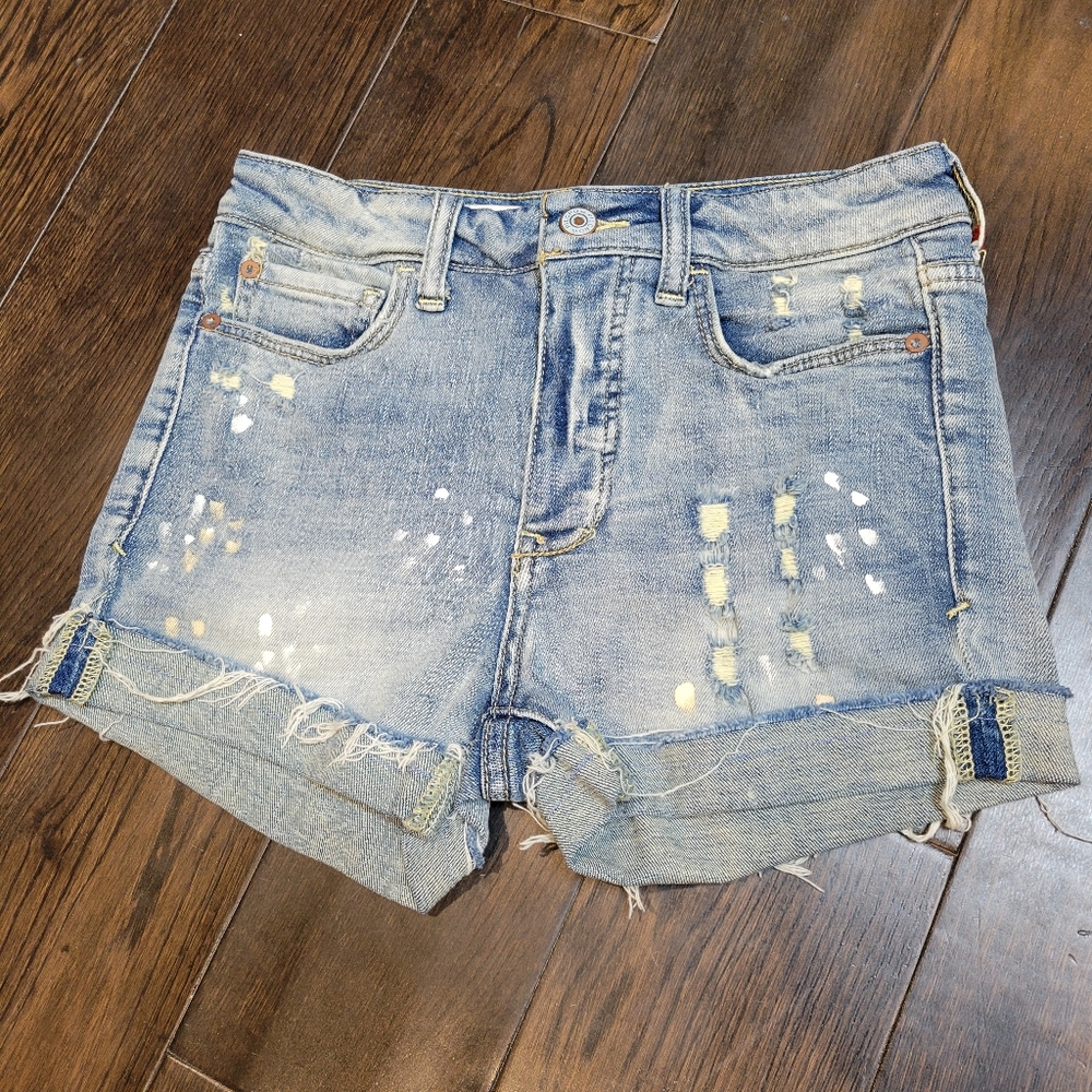 Anthropologie Distressed Jean Shorts - Light Blue